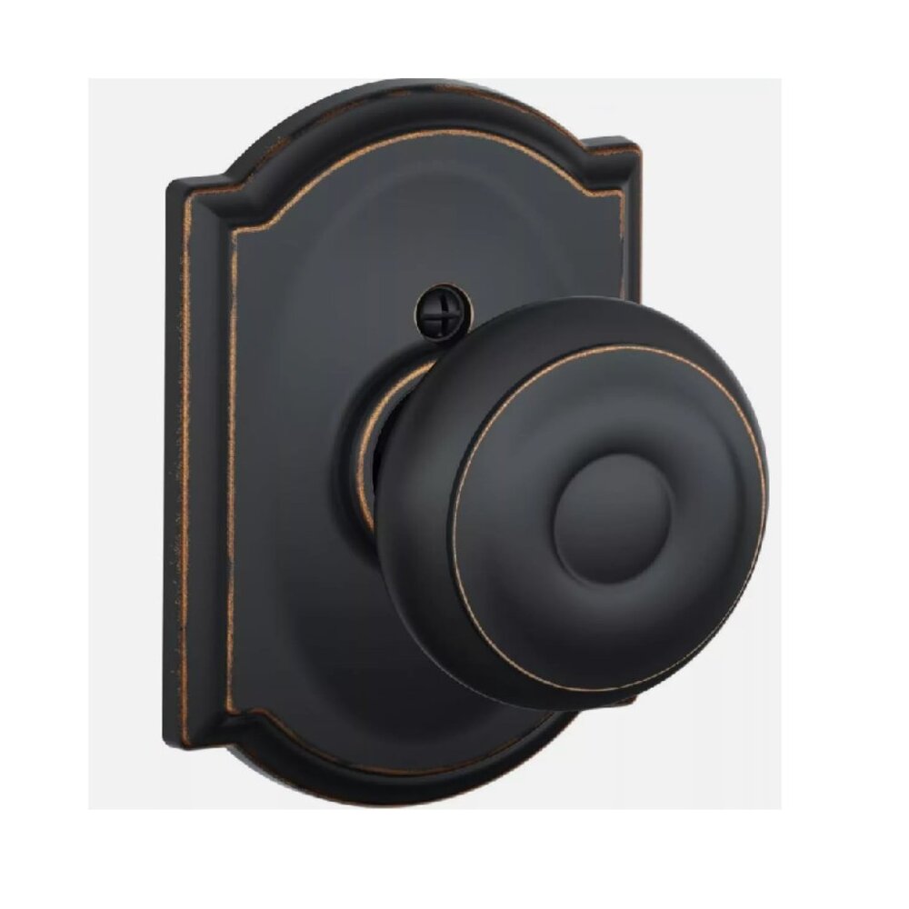 Georgian Aged Bronze Dummy Door Knob With Camelot Trim | Schlage Universal Cam